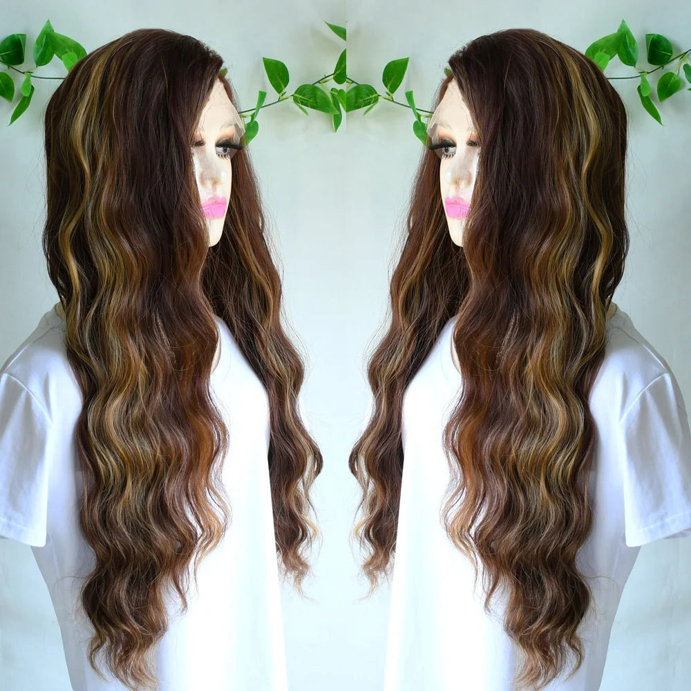 Black Body Wave Lace Front Wigs 13x4 Hd Lace Front Wig Synthetic Lace Frontal Wig 200 Density Preplucked Heat Resistant Cosplay