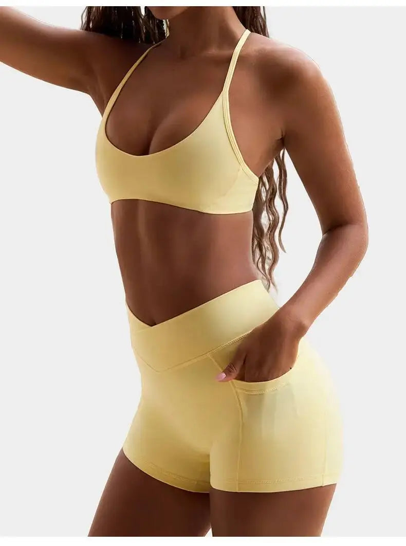 Women Tracksuit Yoga Set 2PCS Sportswear Workout Clothes Athletic Wear Gym Legging Fitness Bra High Waist Shorts Sports Suits