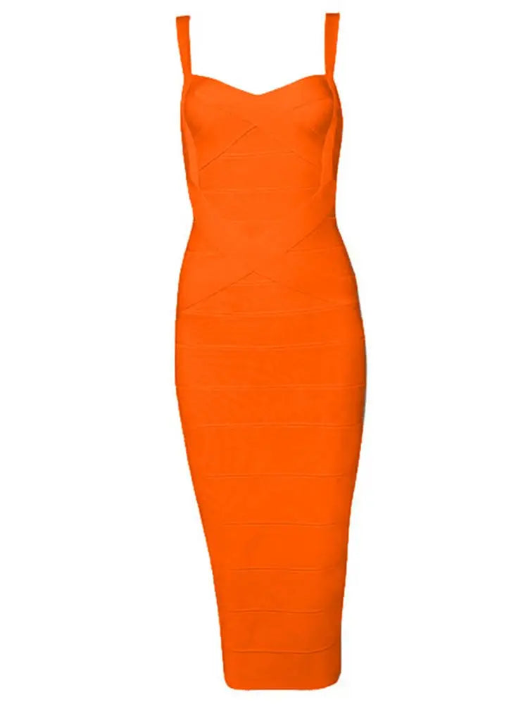 New 2026 Women Sexy Celebrity Midi Red White HL Elastic Bandage Dress Spaghetti Strap Club Bodycon Party Dress Wholesale HL434