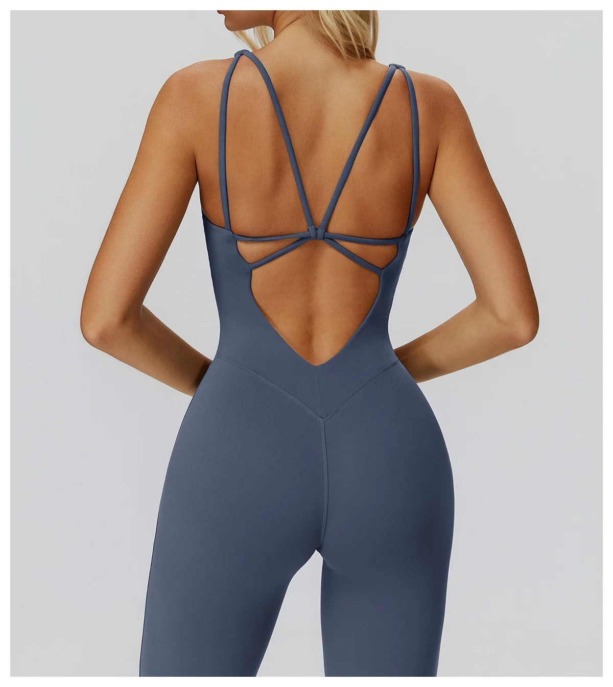 Sexy Back V Jumpsuit Gym Set Women Training Yoga Suit Sportswear Women Sports Jumpsuit Fitness Rompers Stretch Workout Bodysuits