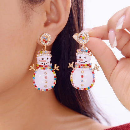 Merry Christmas Pearl Flower Star Bell Long Tassel Dangle Earrings for Women Shiny Crystal Zircon Snowflake Earring Girl Jewelry
