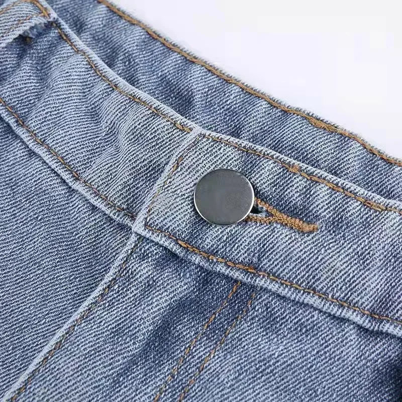 Retro Jeans European and American Style Design Slim Fit Leg Length All Match Pants Five Pointed Star Straight Women Versatile