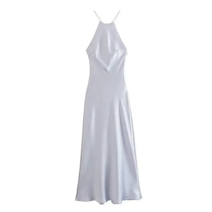 2023 Summer New Women's Dress Tanksilk-satin Feeling Sleeveless Dress 9588 Western Style Fashion