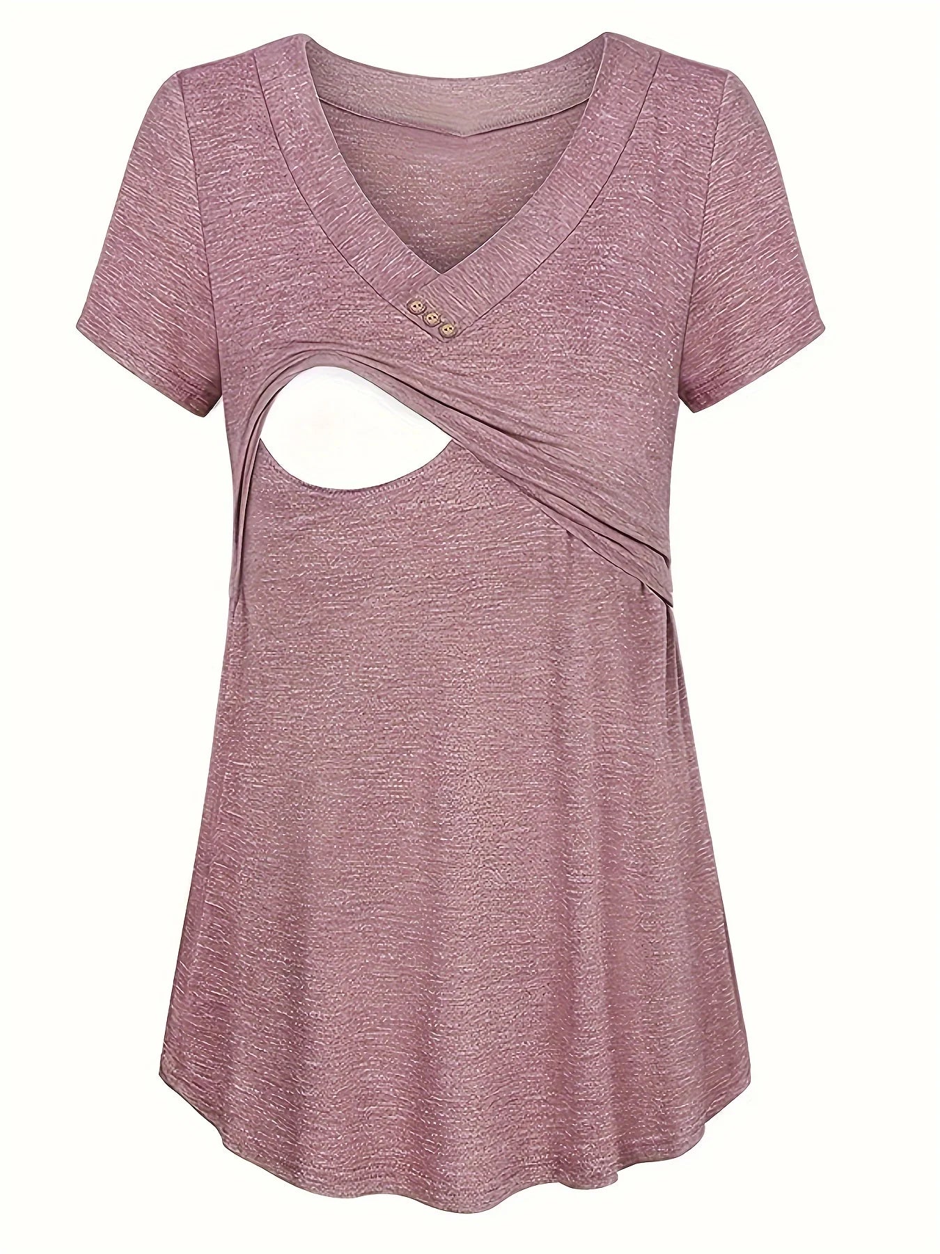 Casual Womens Maternity T-Shirt Top Summer Soild Color Short Sleeve  Tee Shirt Crew Neck Basic Nursing Tops Comfort Tee