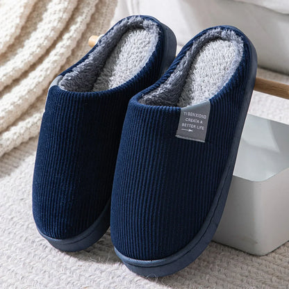 Women's Men's Casual Home Slippers Soft Thick Bottom Household Plush Anti-slip Thermal Indoor Winter Flats