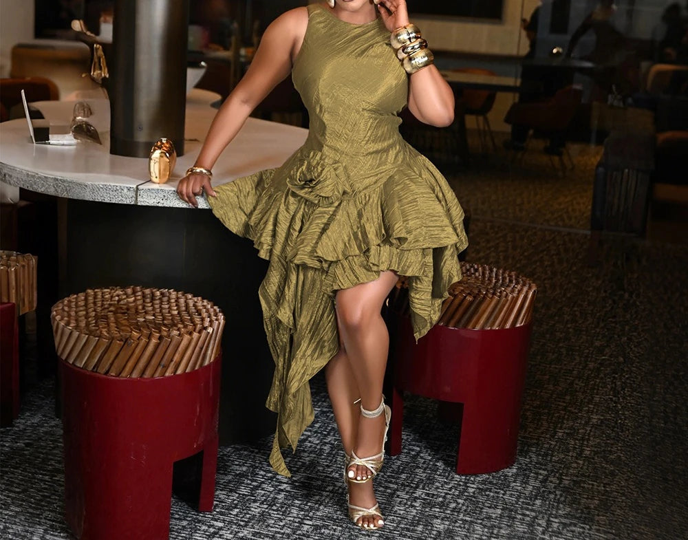 Womens Dresses Irregular Elegant Party Dresses Female Clothing Flower Prom Evening Dresses Wedding Guest Woman Dress HXY269