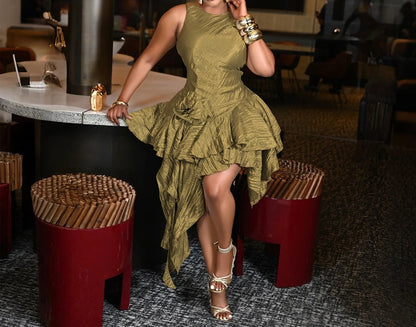 Womens Dresses Irregular Elegant Party Dresses Female Clothing Flower Prom Evening Dresses Wedding Guest Woman Dress HXY269