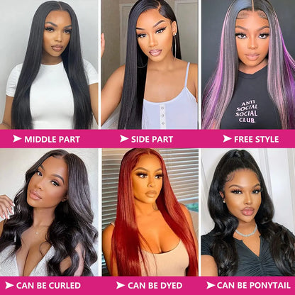 30 inch 13x4 13x6 Straight Hd Lace Frontal Wig Human Hair 180% Density Brazilian Remy Straight Wigs 100% Human Hair for Women