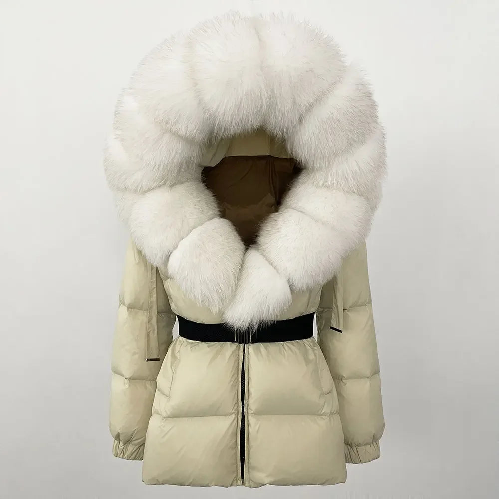 OFTBUY Winter Clothing Puffer Jacket Women Real Fox Fur Hooded Thick Warm 90% White Duck Down Coat Female Parkas Waterproof