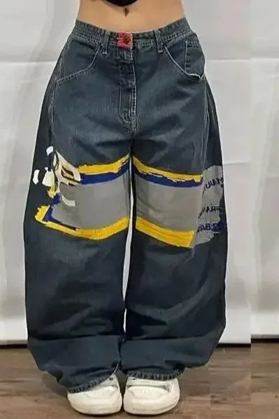 New American Street Retro Y2K Jeans Harajuku Hip Hop Light Blue Jeans For Men And Women Gothic High Waist Loose Denim Trousers