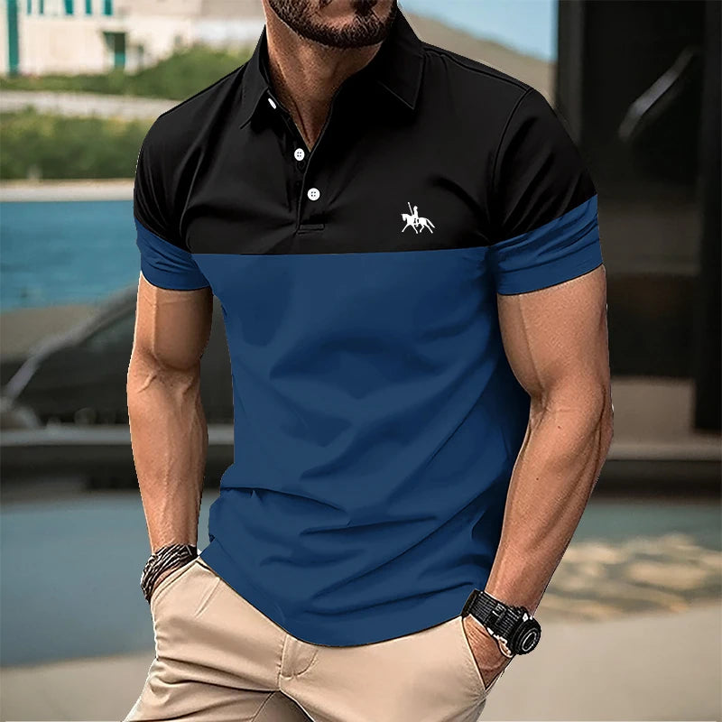 Summer men's short sleeved polo shirt business office lapel shirt Men's sports and casual top European and American plus size