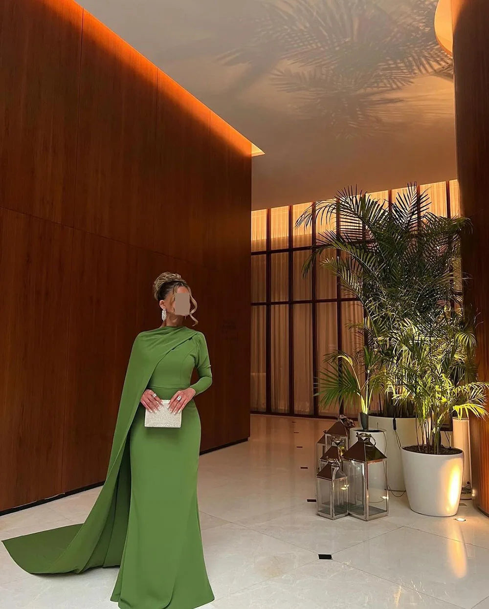 Msikoods Green Mermaid Evening Dress luxurious Customized Long Sleeve Arabic Prom Dress 2025&2026 Women Modest Formal Party Dress