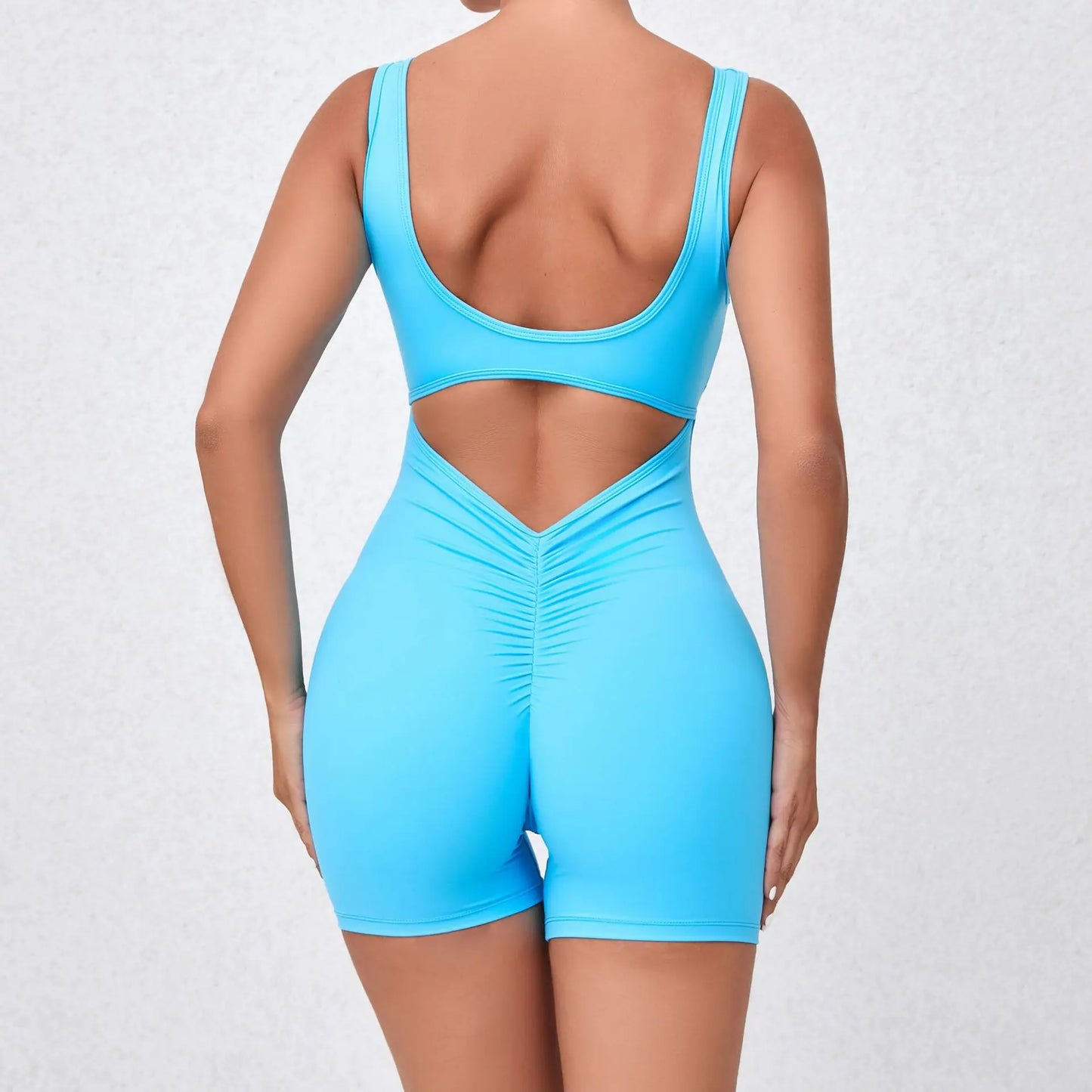 V Back One-Piece Suit Scrunch Sports Jumpsuit Women Gym Rompers Female Quick-Drying Yoga Clothing Fitness Sexy Bodysuits Women