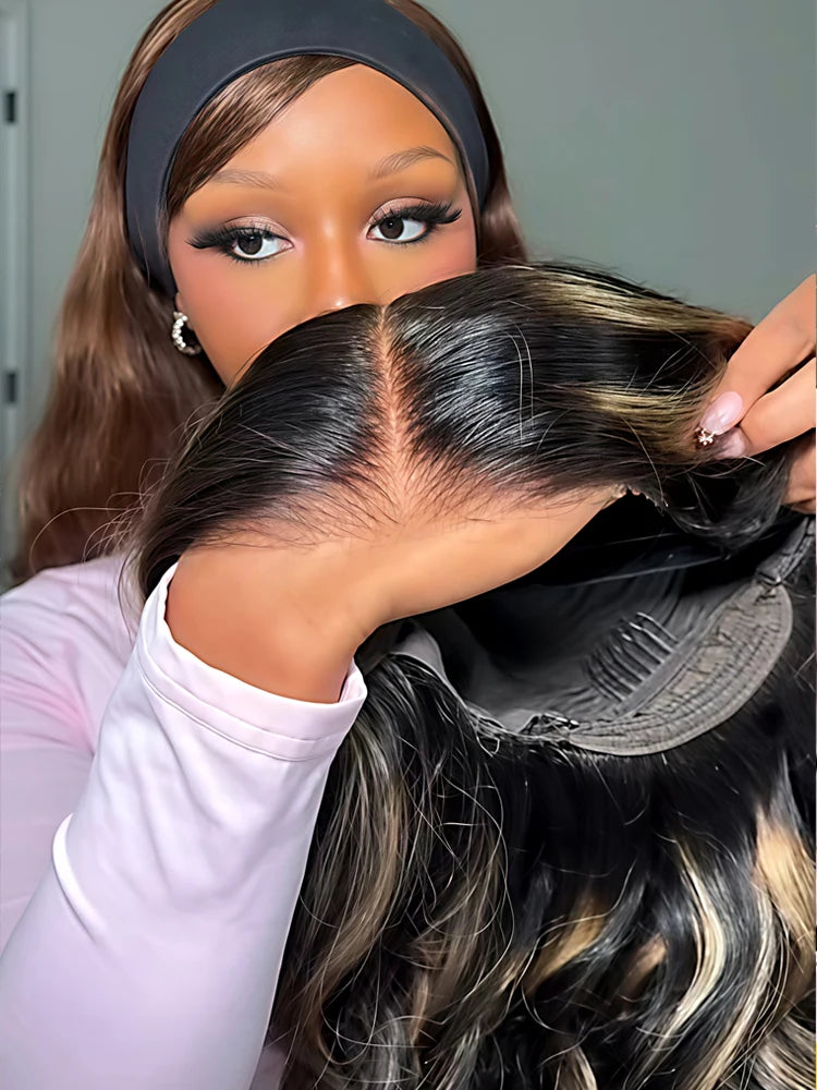 1b27 Black With Gold Highlight Wigs Body Wave Human Hair Wig 13x4 Hd Lace Front Wigs 200Density Colored Human Hair Wig brazilian