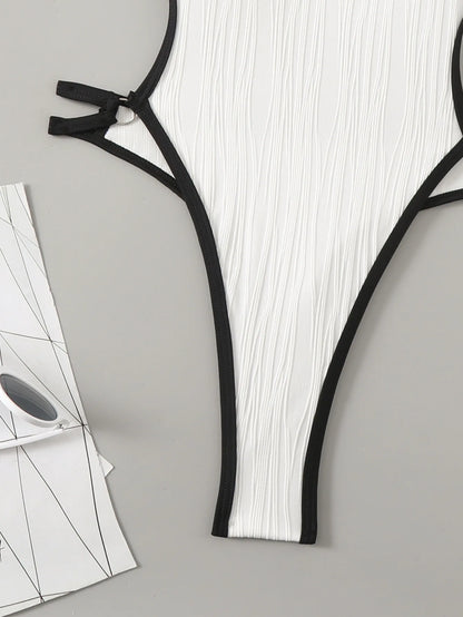 SINGREINY Hollow Out Halter Bikini Swimsuits Irregular Sheath Short Bodysuits Fashion Women Backless Beach Style Sexy Playsuits