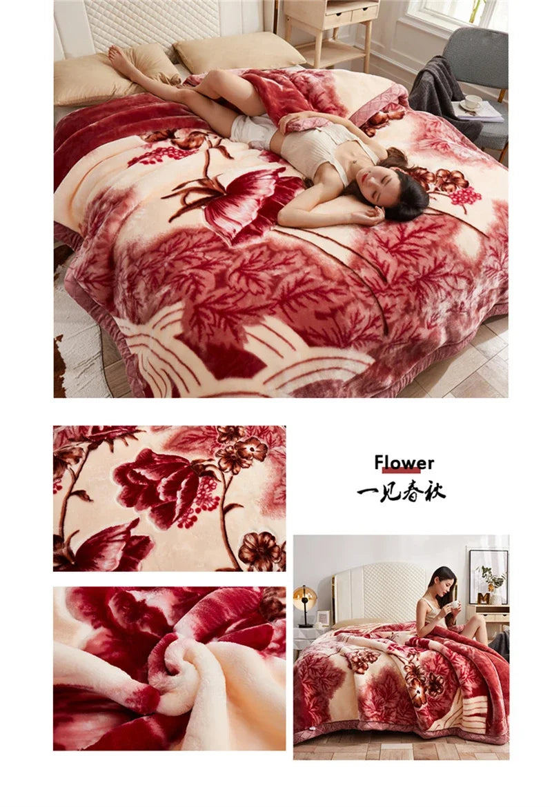 New Warm Weighted Blankets for Beds High End Thicken Warmth Raschel Blanket for Winter Autumn Double Side Plush Comforter Quilt