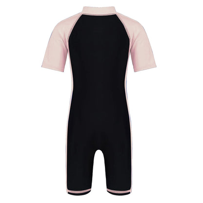 Wetsuits Kids Boys Girls Swimwear Swimsuits Short Sleeves Bodysuit Zippered Shorty Unitard Children's Bathing Suit Wetsuit