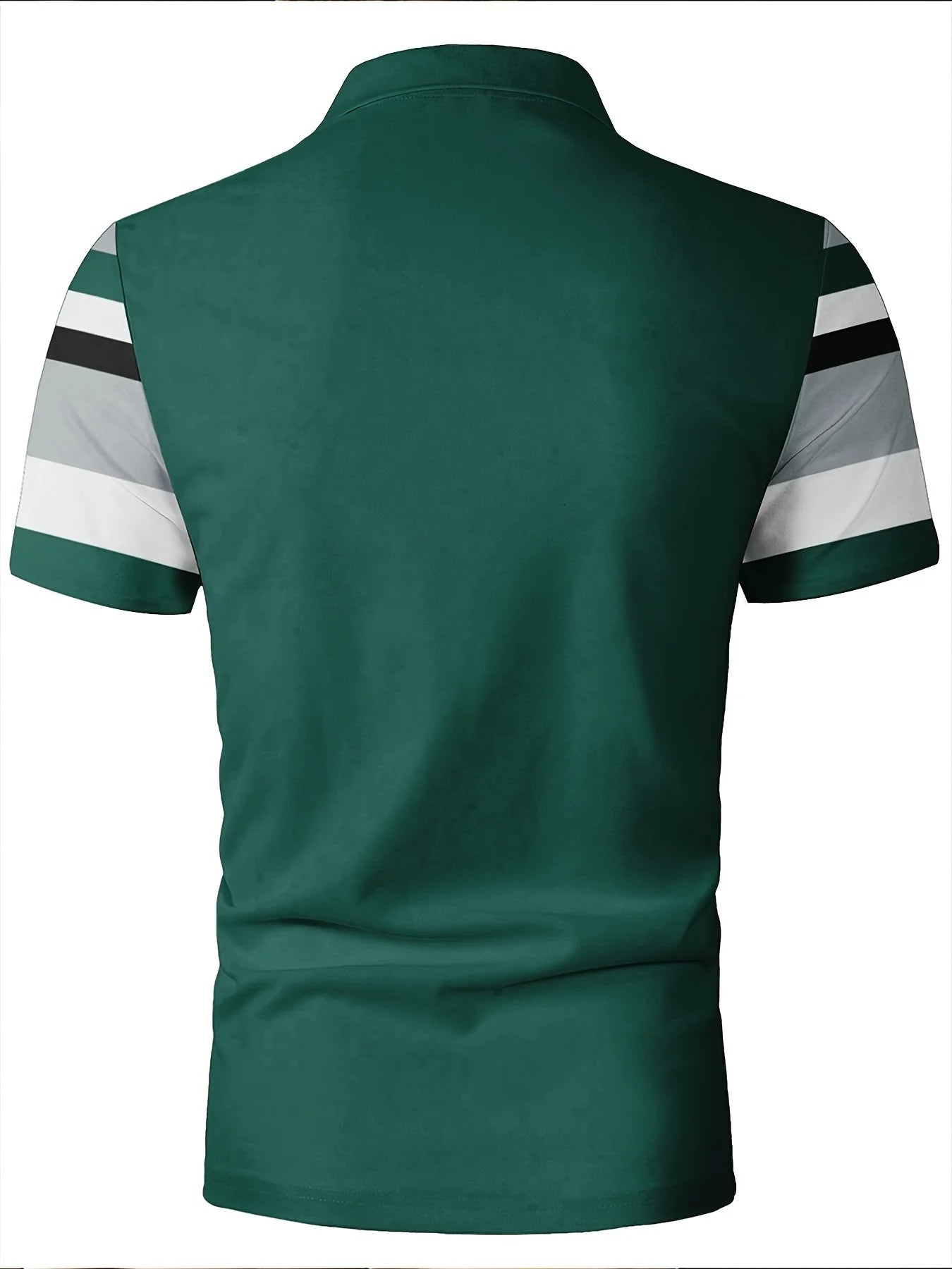 Men's Casual Stripesd Plaid 3D Printed Golf Shirt, Short-Sleeved Spring, Summer and Autumn Button Polo Shirt Polo Shirt