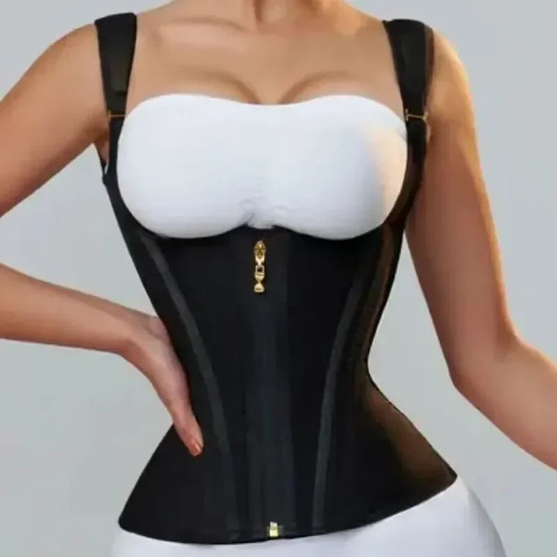 Body Shaper Shapewear Women Double Tummy Control Compression Waist Trainer Corset Adjustable Zipper and Hook-eyes Flat Belly
