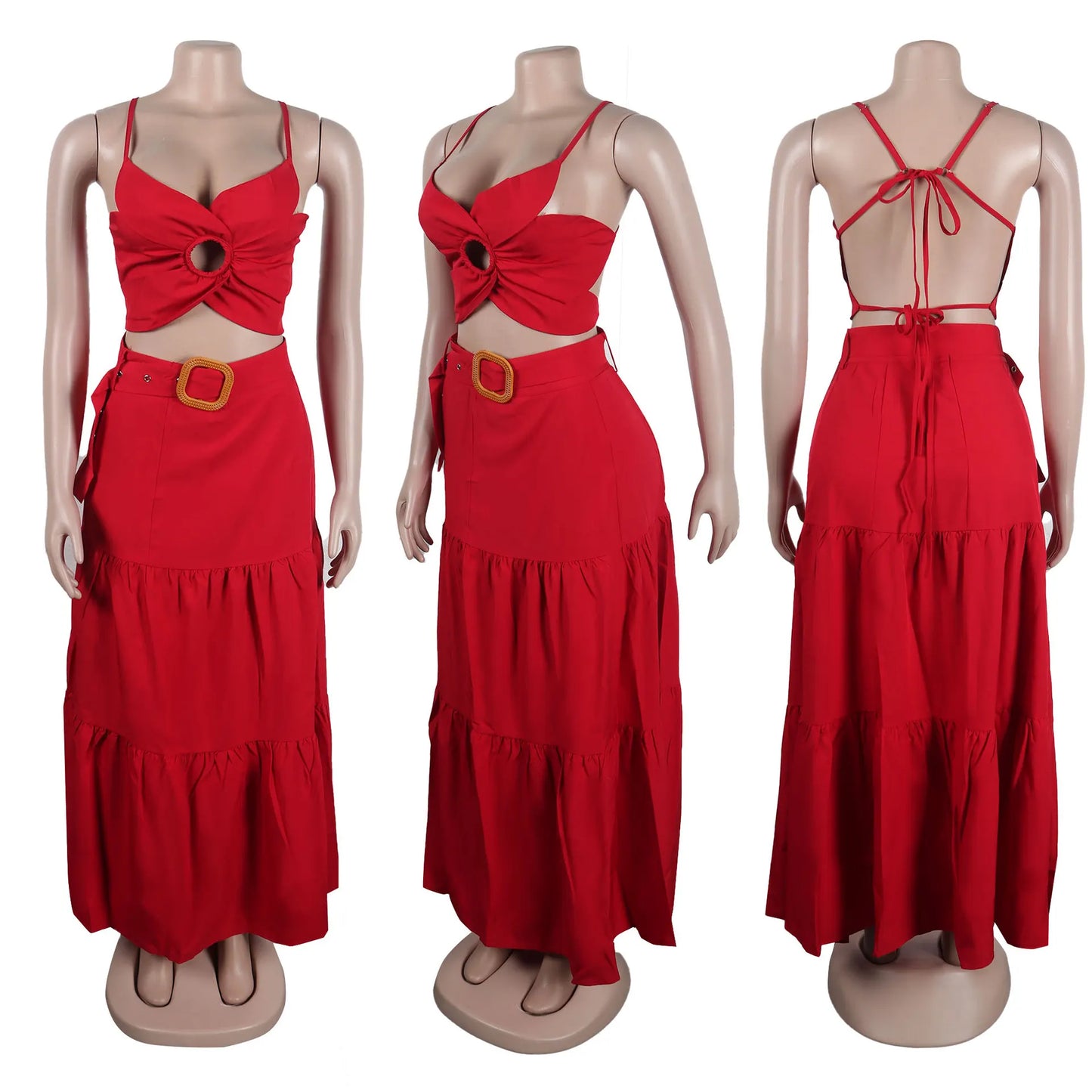 Sexy Party Club 2 Piece Sets Women Outfit Summer Dress Flower Crop Top and Long Skirt Set Elegant Vacation Festival Outfits