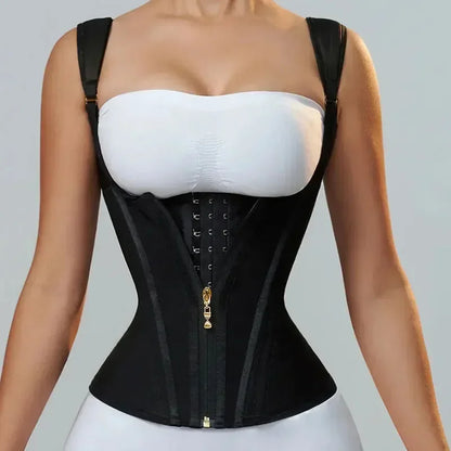 Body Shaper Shapewear Women Double Tummy Control Compression Waist Trainer Corset Adjustable Zipper and Hook-eyes Flat Belly