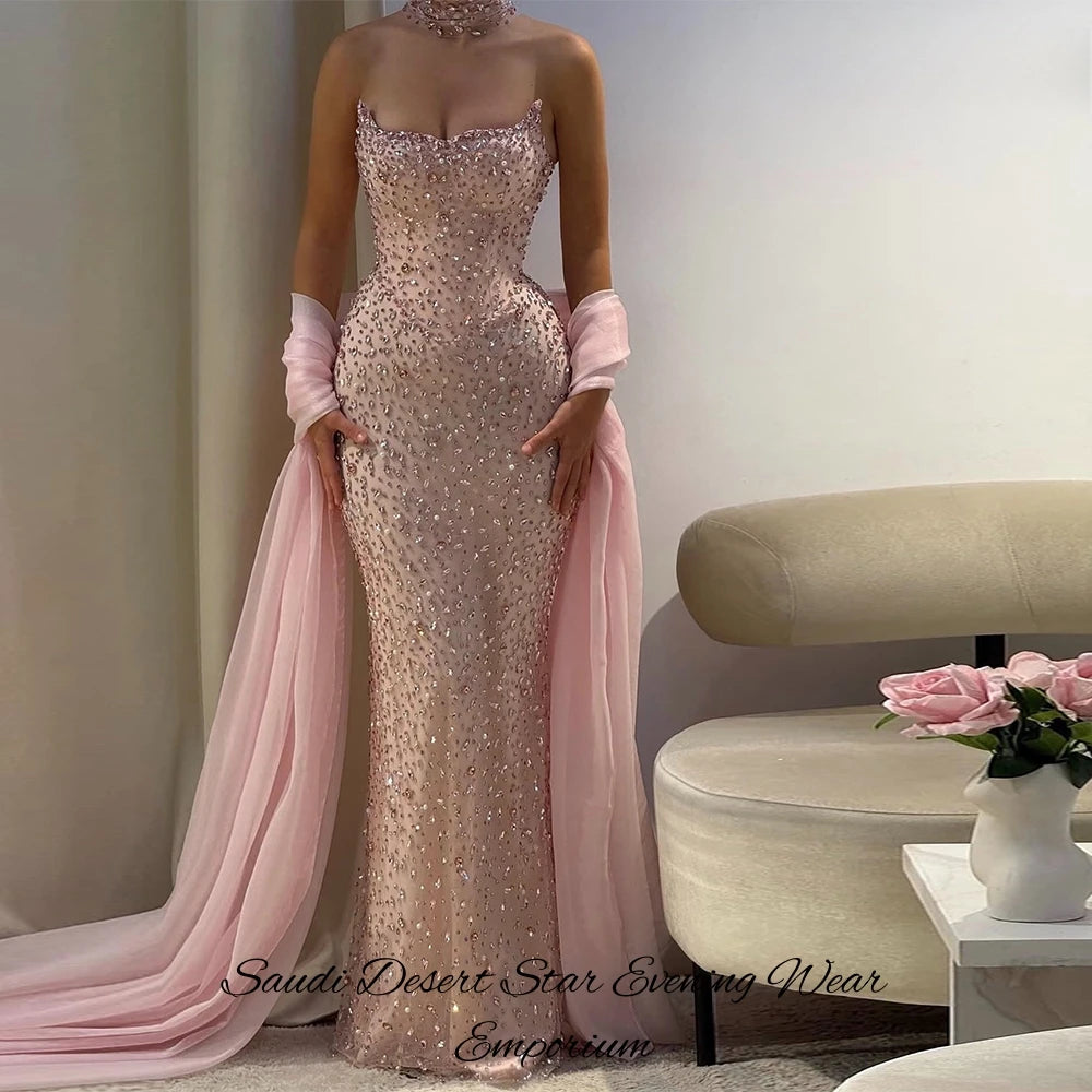 Customized Sparkly Crystal Organza Evening Dress Sexy Sweetheart Mermaid Homecoming Dress Soft Jersey Sleeveless Celebrity Gowns