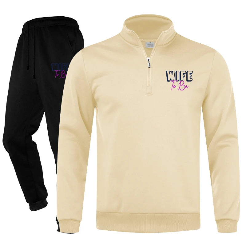 Men's Tracksuit Jogging Suit Set Workout Quarter Zip 2 Piece Printed Sweatsuit