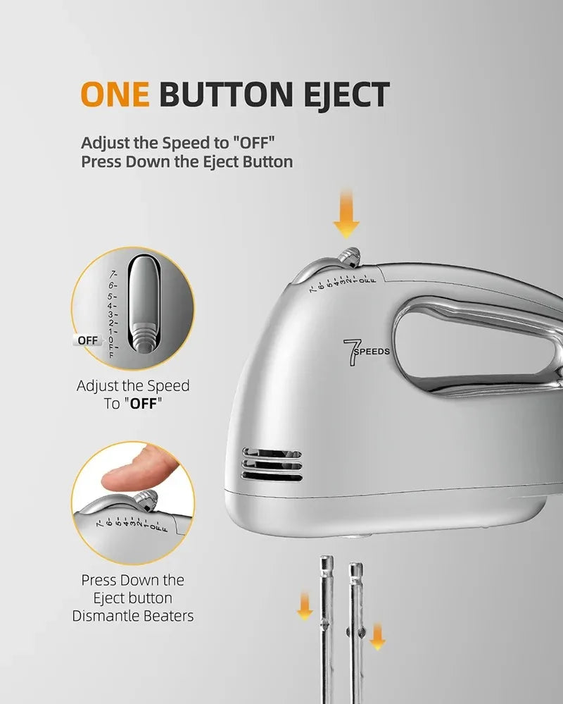 Custom Home Kitchen Electrica Batidora De Mano 7 Speed Food Flour Dough Cake Egg Beaters Handmixers Electric Held Hand Mixers