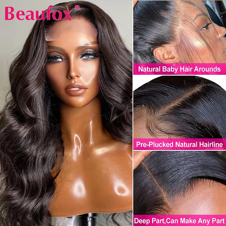 Beaufox Lace Front Human Hair Wigs For Women Brazilian Body Wave Lace Frontal Wigs Human Hair Wigs 4x4 Lace Closure Wig