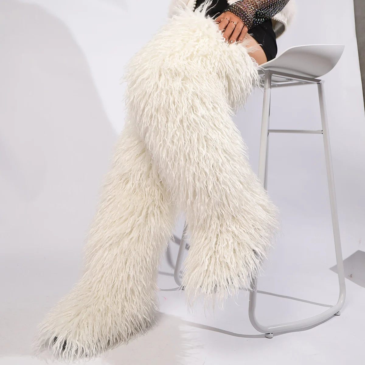 Women's Thigh High Mongolian Boots High Boots Winter New Fox Fur Snow Boots  Women's Boots Leg Warm Boots Non-Slip Soles