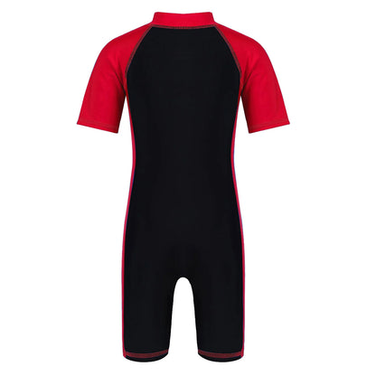 Wetsuits Kids Boys Girls Swimwear Swimsuits Short Sleeves Bodysuit Zippered Shorty Unitard Children's Bathing Suit Wetsuit