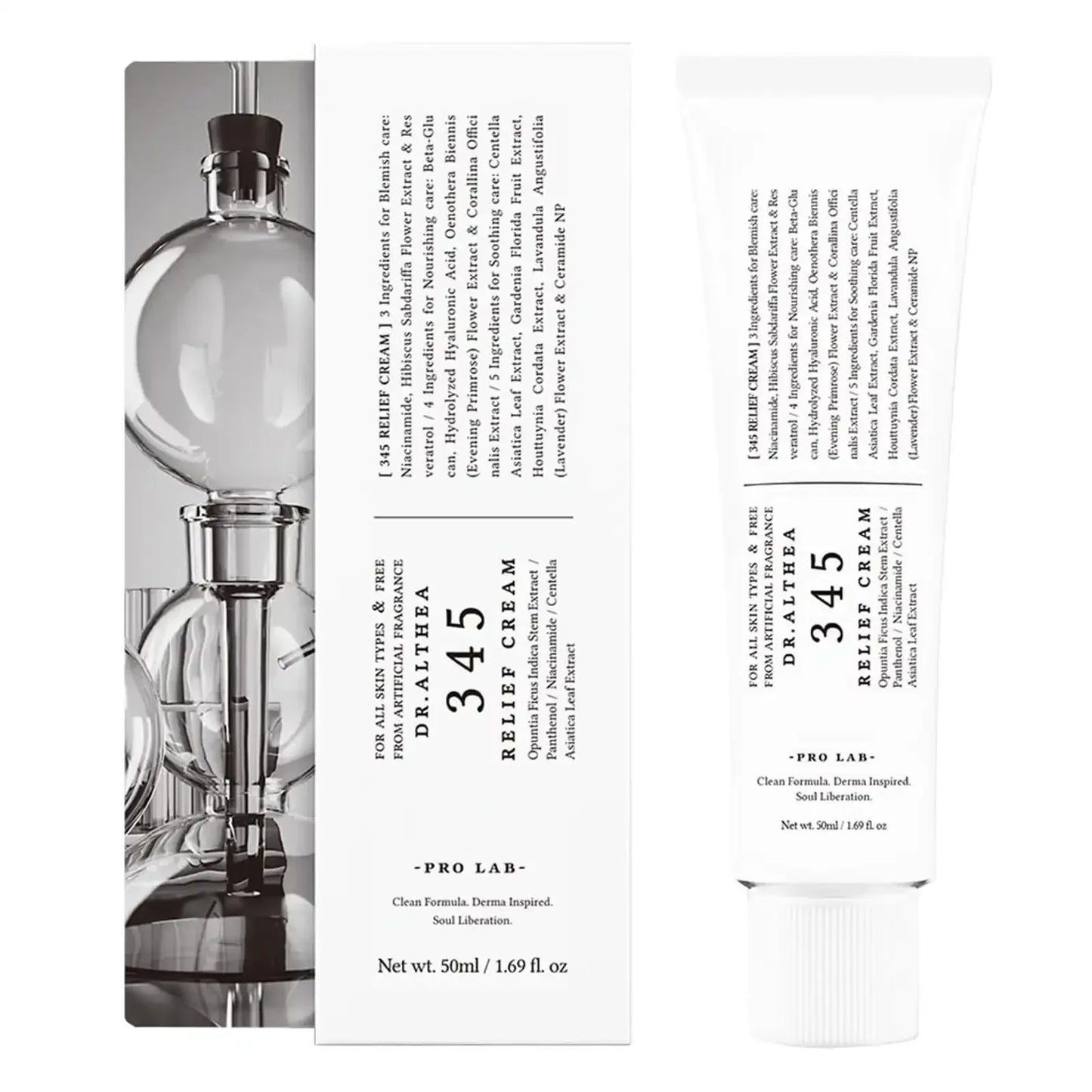 345 Face Moisturizer 50ml, Daily Soothing Cream for Skin Recovery, Brightening, and Calming, Gentle for All Skin Types