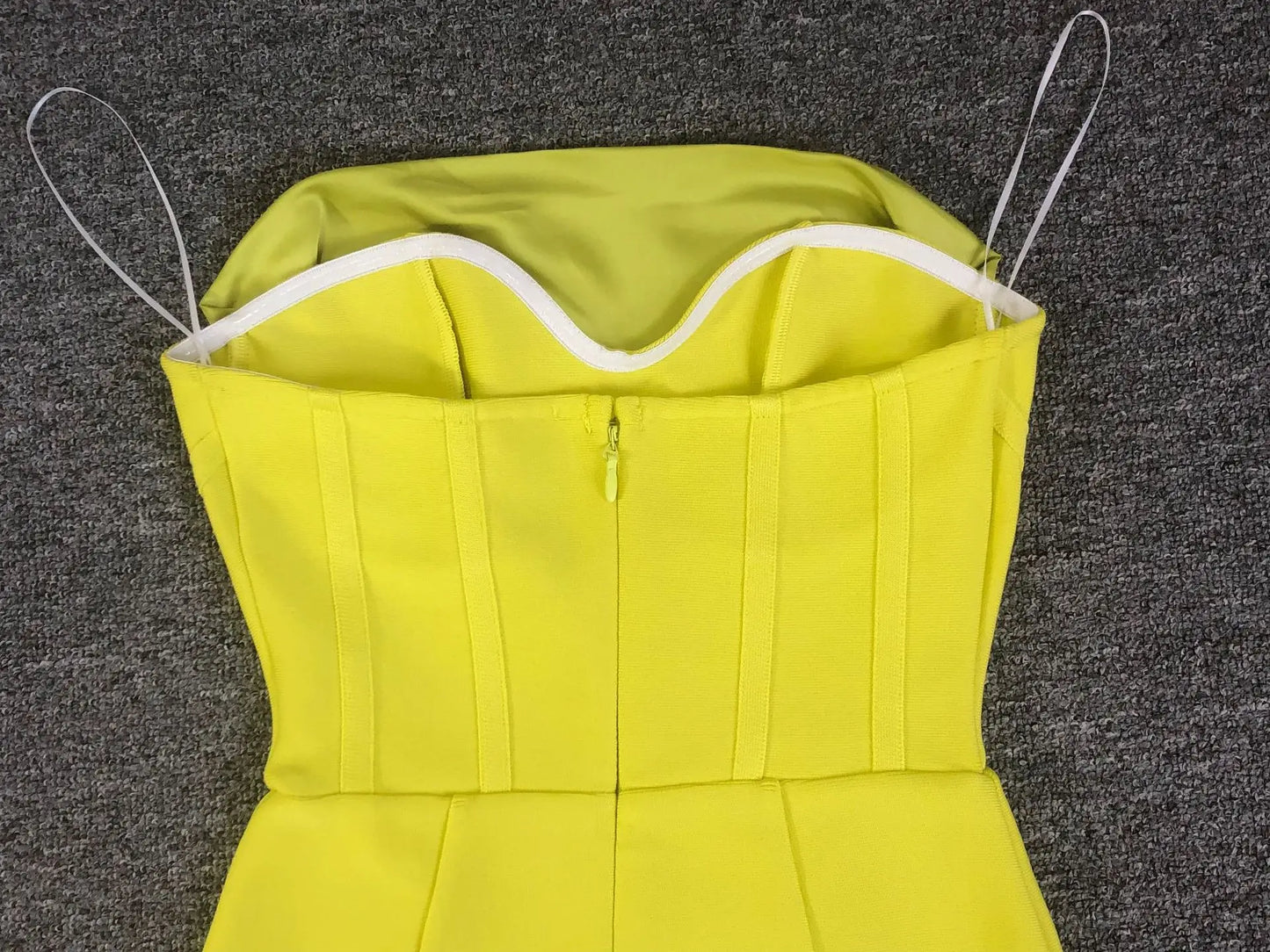 New Women Celebrity Sexy Strapless Split Green Midi Bodycon Bandage Dress Evening Stage Performance Dress Vestido