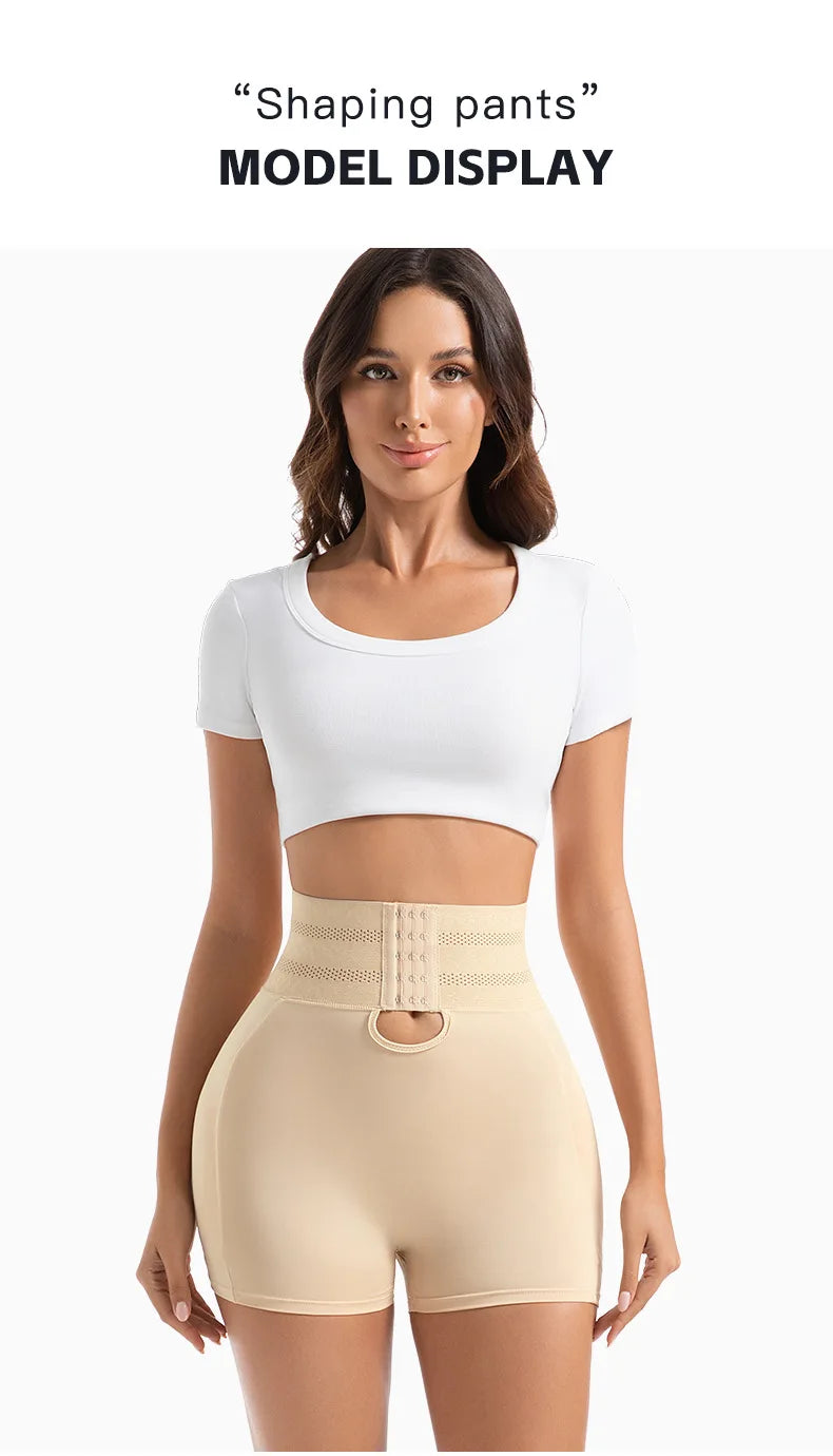 Women's Padded Butt Lifter Body Shaper with 4 Sponge Pads Tummy Control Shapewear Panties with Waist Cincher and Hook Closure