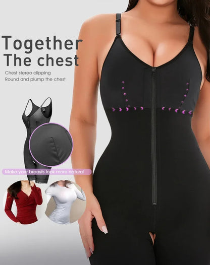 Women's Belly Tummy Control Butt Lifting Zipper Postpartum BodyShaper Fajas Colombian Double Compression Corset Waist Trainer