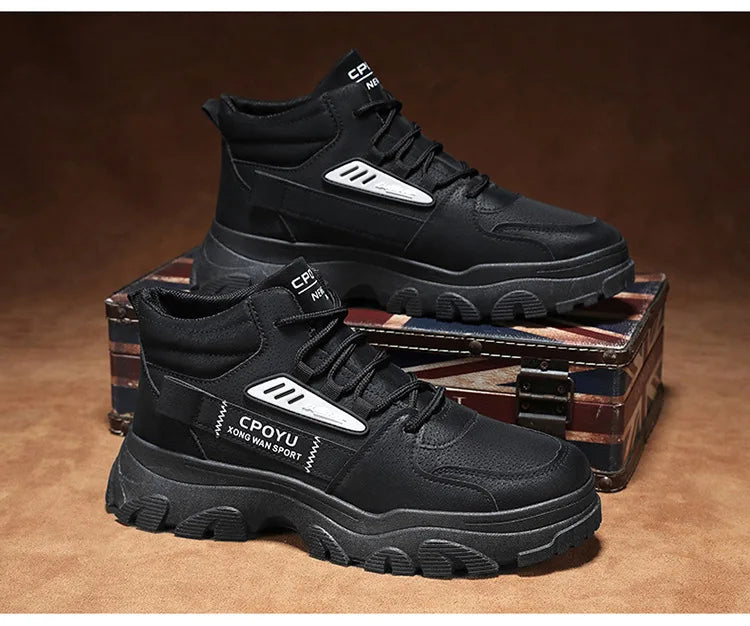 Spring Men's High Top Breathable Work Shoes Trendy All-Match Anti-Slip Wear-Resistant Sports Casual Labor Protection Shoes