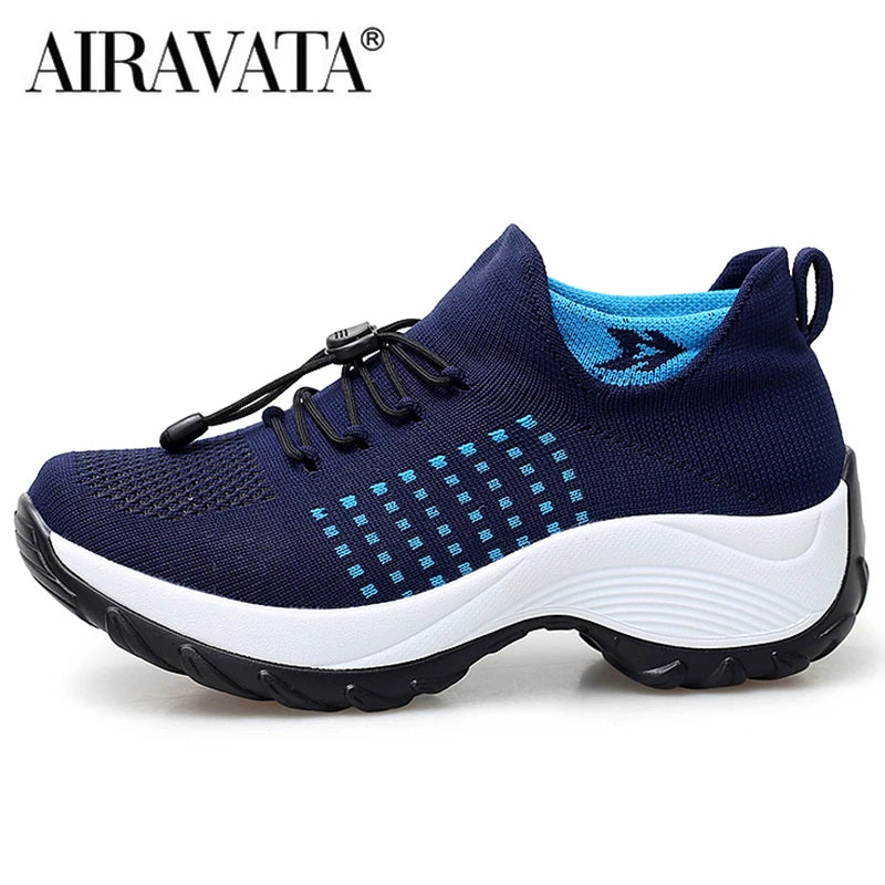 Women Walking Shoes Breathable Fly Weaving Sneakers Non Slip Casual Shoes 7 Color Size 35-45