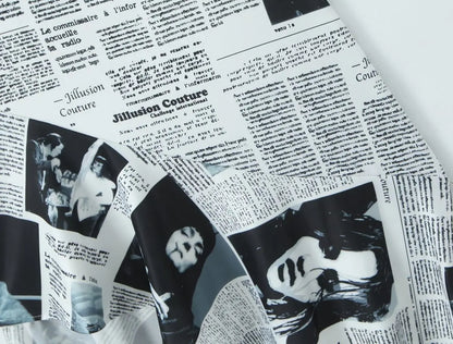 YENKYE New Women Newspaper Letter Print Irregular Hem Sling Dresses Fashion Backless Thin Straps With Chain Summer Sexy Dress