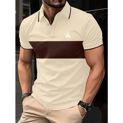 3D Print Striped Color Block Polo Shirt For Men Colorful Pattern T-Shirt Summer Casual Lapel Tops Loose Short Sleeve Street Tees