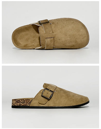 Women's Casual Closed Toe Flip-flops Summer Outdoor Slippers Couple's Flannel Sandals Comfortable Non-slip Wear-resistant Slides