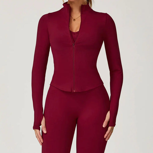 New Women Seamless Zipper Jacket Yoga Long Sleeved Gym Top Yoga Push Up Jacket Fitness Running Workout Sport Coat Women's Shirts