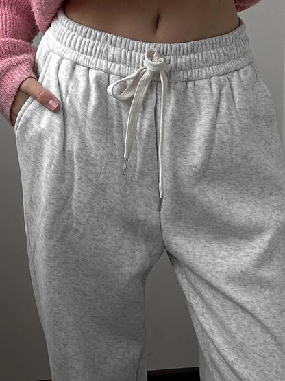 Thick Warm Fleece Sweatpants Women Winter Straight Leg Pants Gray Velvet Trousers Pants Jogger For Women Sweatpants Outfits