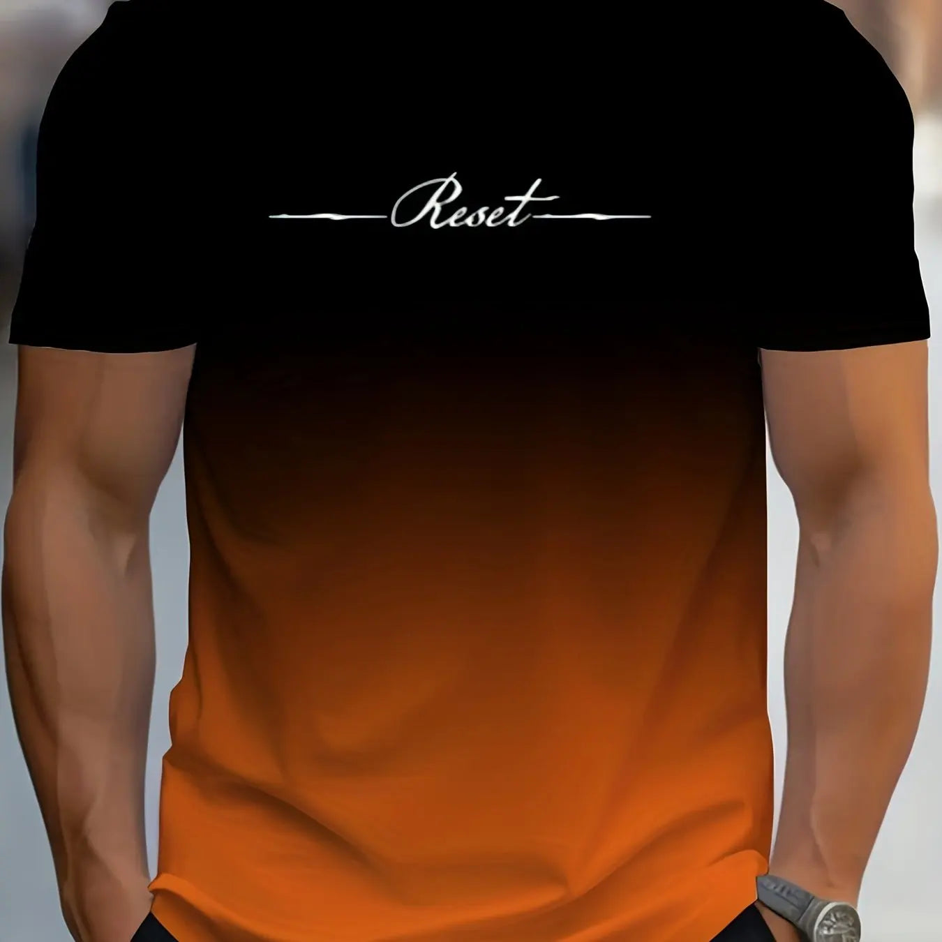 Alphabet Print Gradient Crew Neck Short Sleeve T-shirt For Men, Casual Summer T-Shirt For Daily Wear And Vacation Resorts