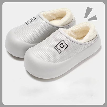 Women's Slippers Winter 2025 New Style Heeled Indoor Home Thick Sole Non-Slip Fleece Lined Warm Slippers for Women