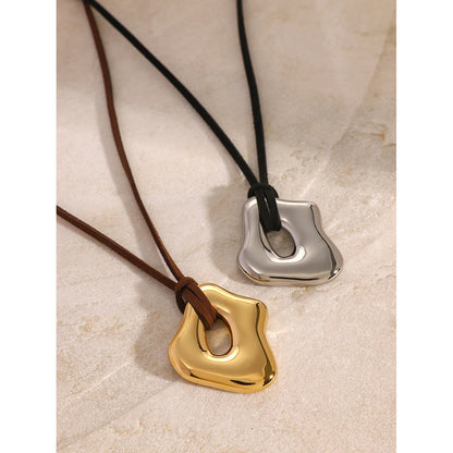 Youthway Trendy Stainless Steel Waterproof Irregular Geometric Metal Wax Rope Necklace Gold Silver For Women Jewelry Gift