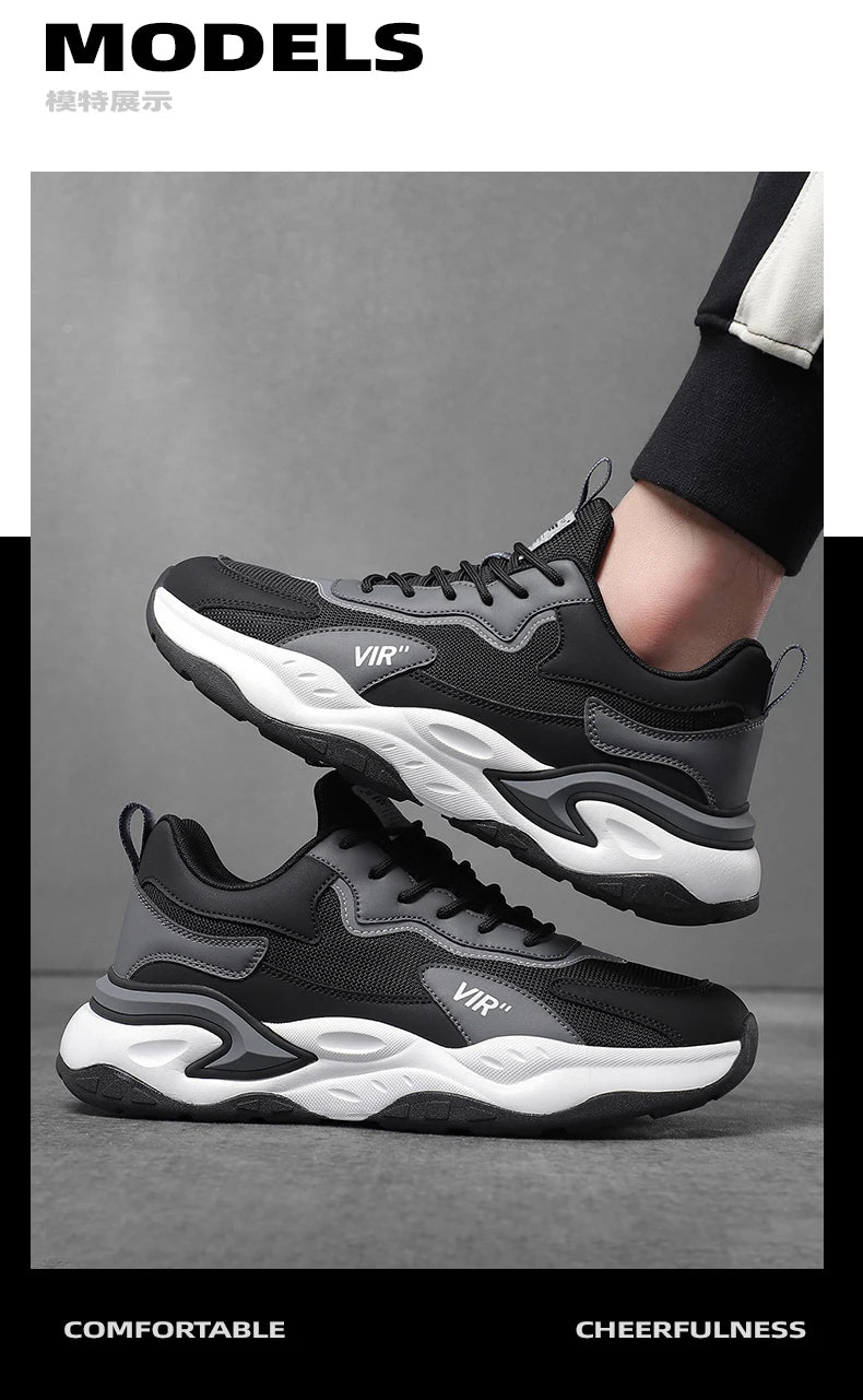 Spring and Summer New Breathable Mesh Casual Men's Running Shoes, Running Casual Sports Shoes, Anti-slip Lace-up Sports Shoes