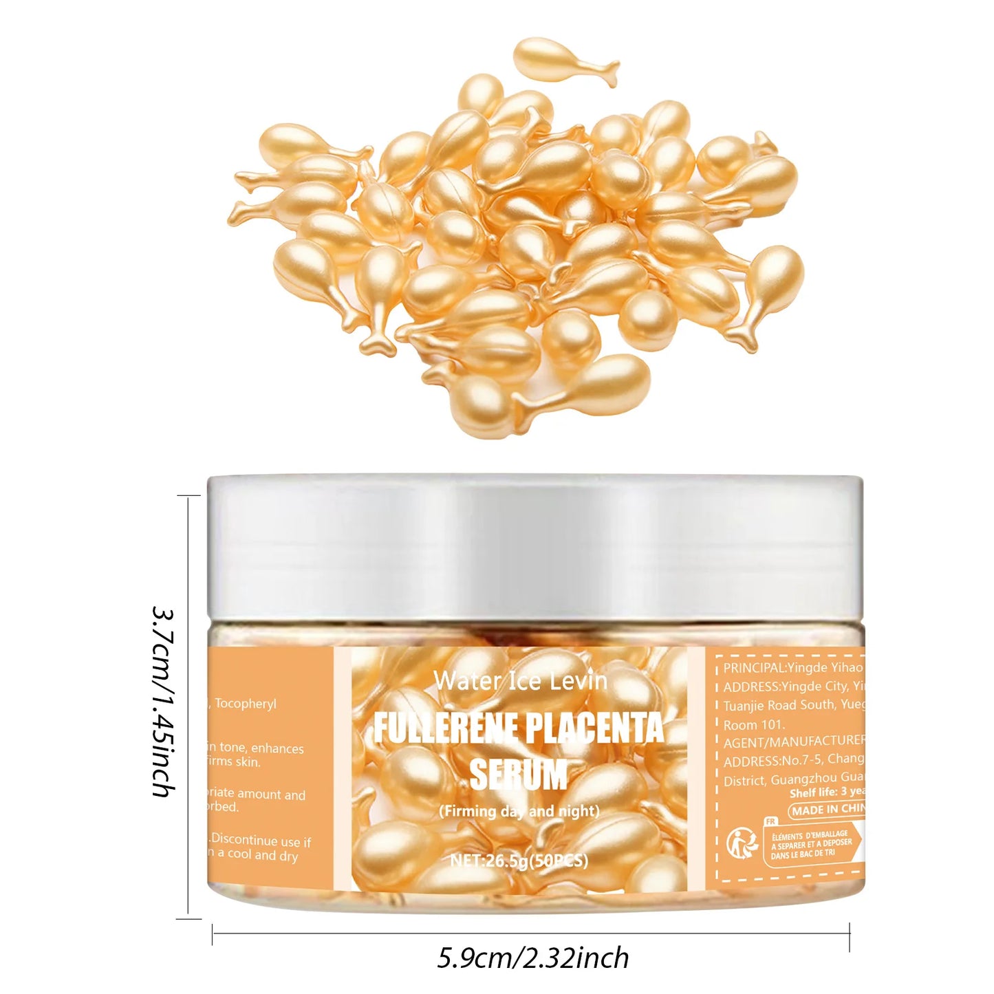 50 Capsules Fullerene Essence Capsule Collagen Capsule Facial Care Essence Anti-Wrinkle, Acne, Firming, Whitening, Hyaluronic Acid Essence Skin Care New Style