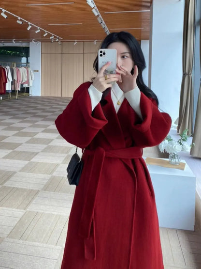 Plus Size New Hot Sale Of The Season Women's Woolen Coat Medium Length Versatile Small Size Tweed Outerwear Autumn Winter Fas...