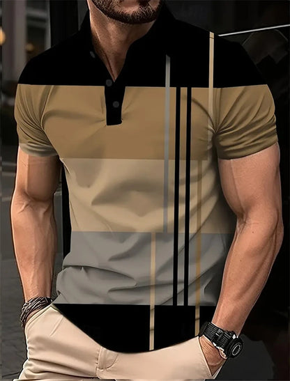 Simple Vertical Stripes Polo Shirts Fashion Summer Short Sleeve 3D Printed Polo Shirt Casual Oversized Business Mens Clothing