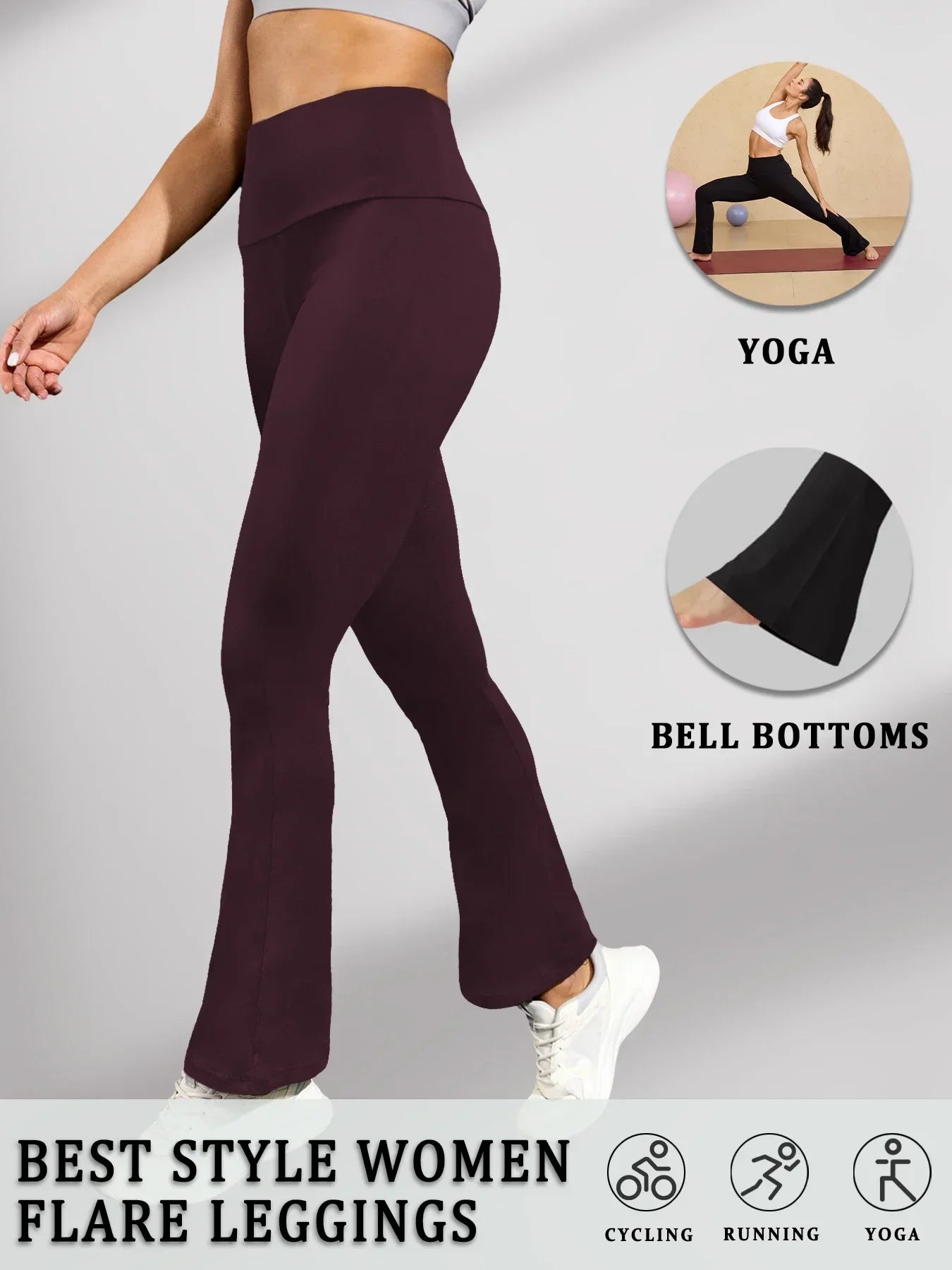 Women's Super Soft Flare Pants High Waisted Tummy Control Workout Yoga Leggings Bell Bottoms